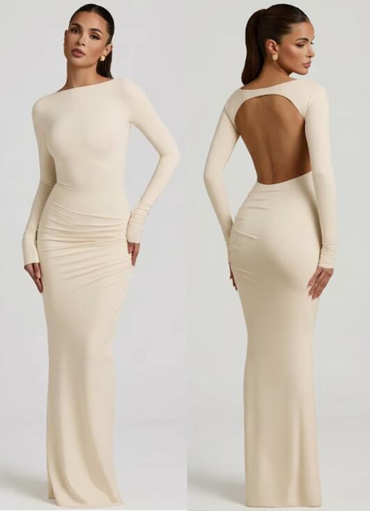 Oh Polly Dresses & Skirts - NWT Oh Polly Regine Modal Ruched Backless Maxi Dress Ivory Women's Size Medium